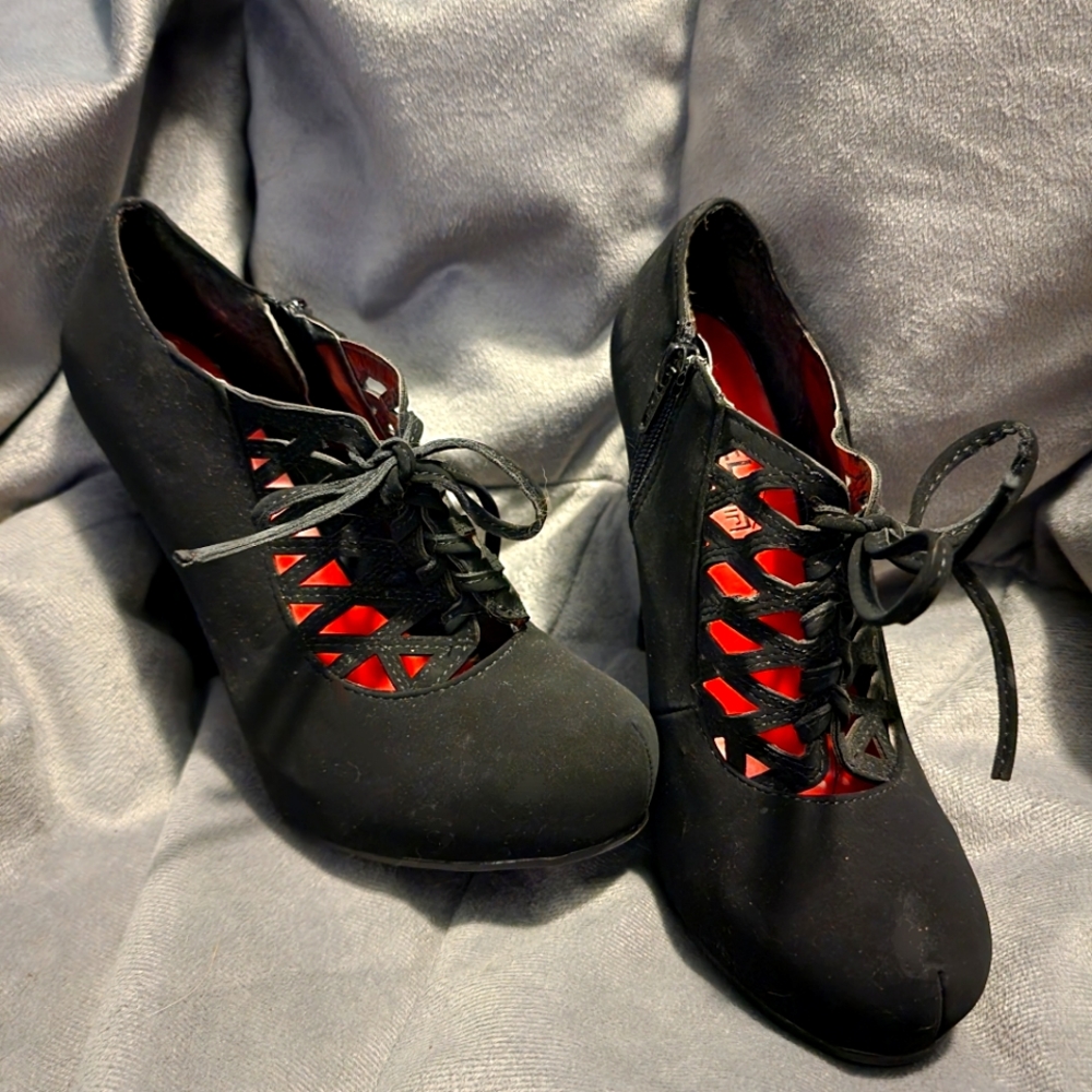 Black Suede Laced Heels